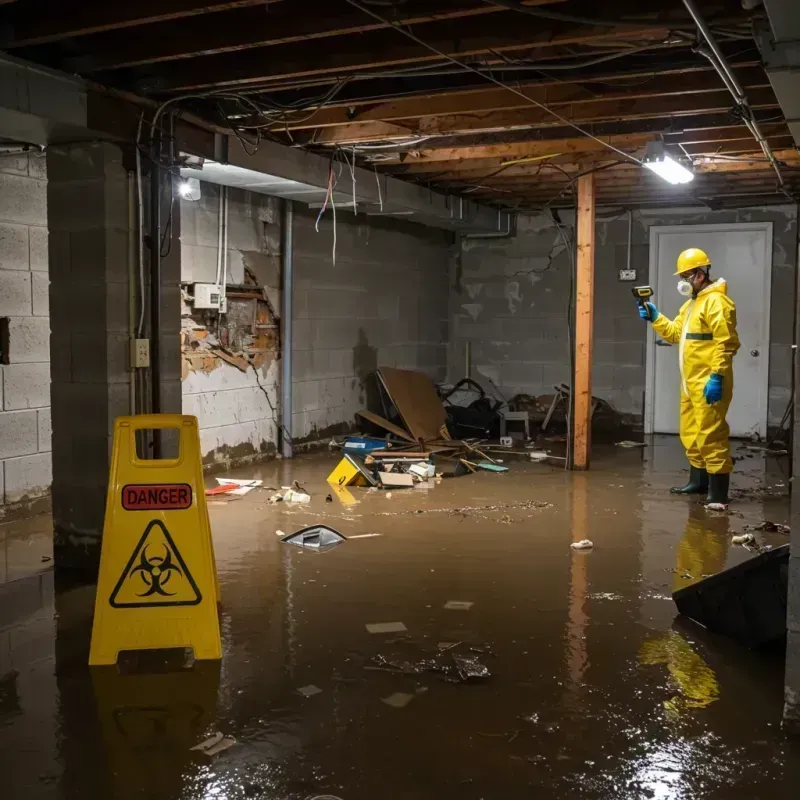 Flooded Basement Electrical Hazard in Easton, WI Property